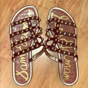 Sam Edelman black and gold sandals